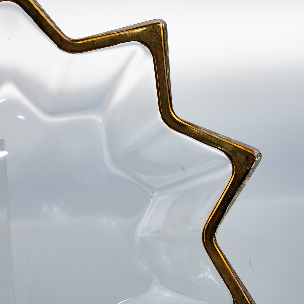 Mikasa Clear Glass Star-Shaped Serving Platter - Gold-Tone Rim