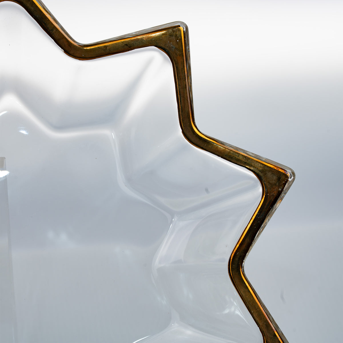 Mikasa Clear Glass Star-Shaped Serving Platter - Gold-Tone Rim