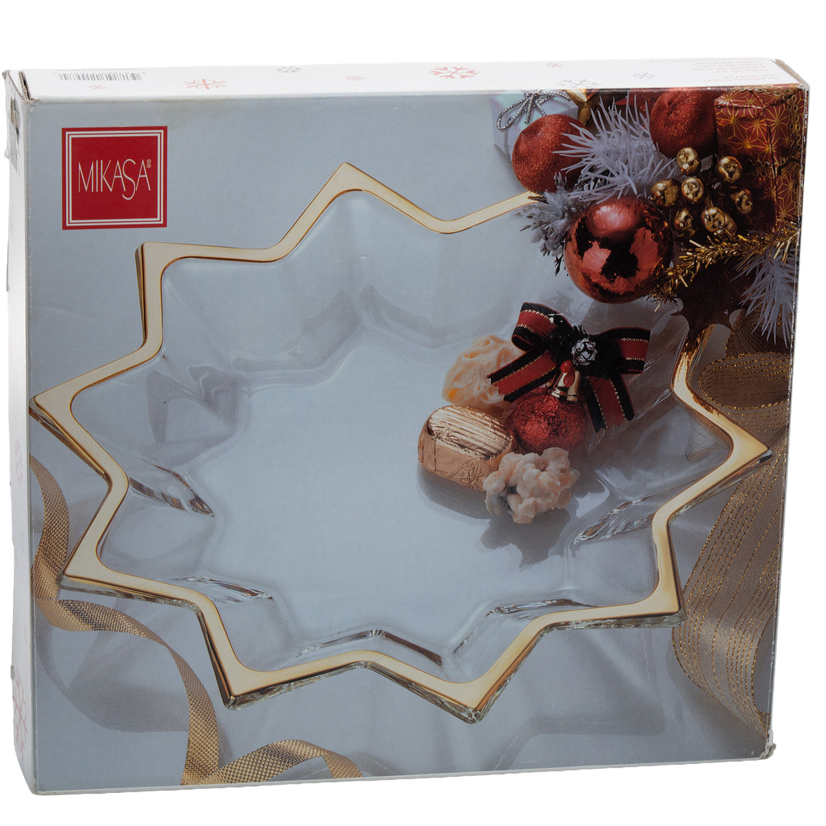 Mikasa Clear Glass Star-Shaped Serving Platter - Gold-Tone Rim