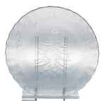 Clear Glass Christmas Tree and Holly Serving Plate - Scalloped Rim