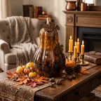 Decorative Gourd Figurine - Metal Leaves and Curling Vines