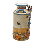 Harvest Scarecrow Ceramic Milk-Can Vase - Blue Handles