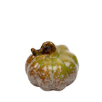 Set of Three Mottled-Glaze Ceramic Pumpkin Decorations