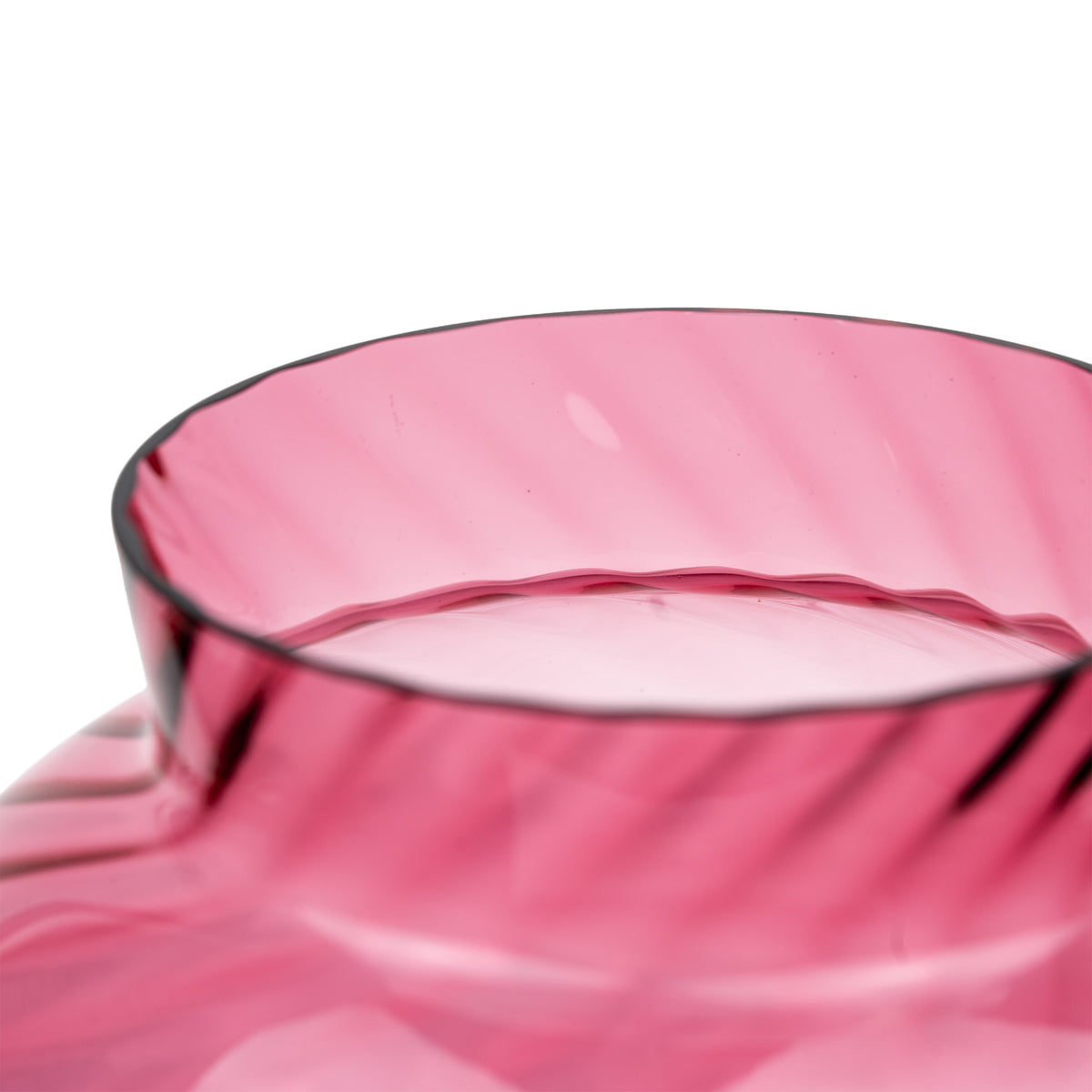 Pilgrim Cranberry-Pink Glass Vase - Spiral Ribbing