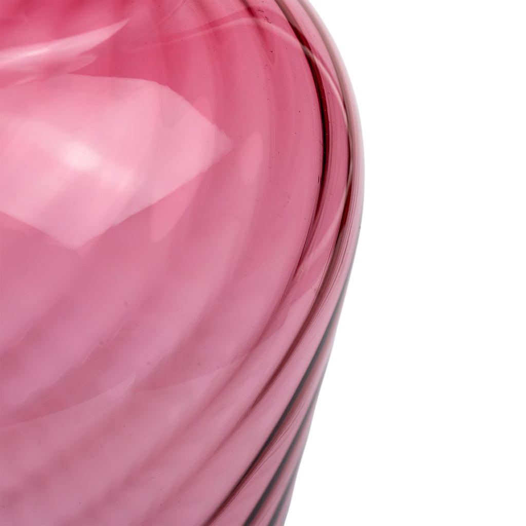 Pilgrim Cranberry-Pink Glass Vase - Spiral Ribbing
