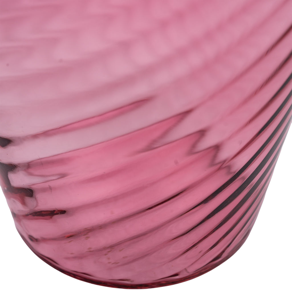 Pilgrim Cranberry-Pink Glass Vase - Spiral Ribbing