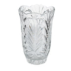 Clear Glass Vase - Scalloped Rim and Fern-Like Decoration