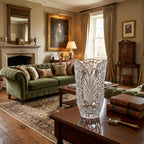 Clear Glass Vase - Scalloped Rim and Fern-Like Decoration