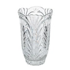 Clear Glass Vase - Scalloped Rim and Fern-Like Decoration