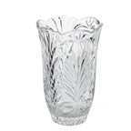 Clear Glass Vase - Scalloped Rim and Fern-Like Decoration