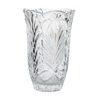 Clear Glass Vase - Scalloped Rim and Fern-Like Decoration