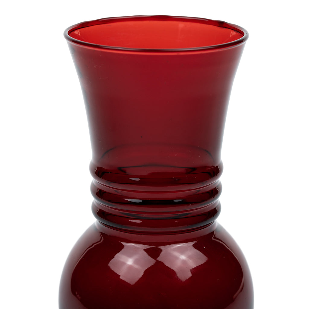 Anchor Hocking Royal Ruby Glass Vase - Triple-Ring Neck