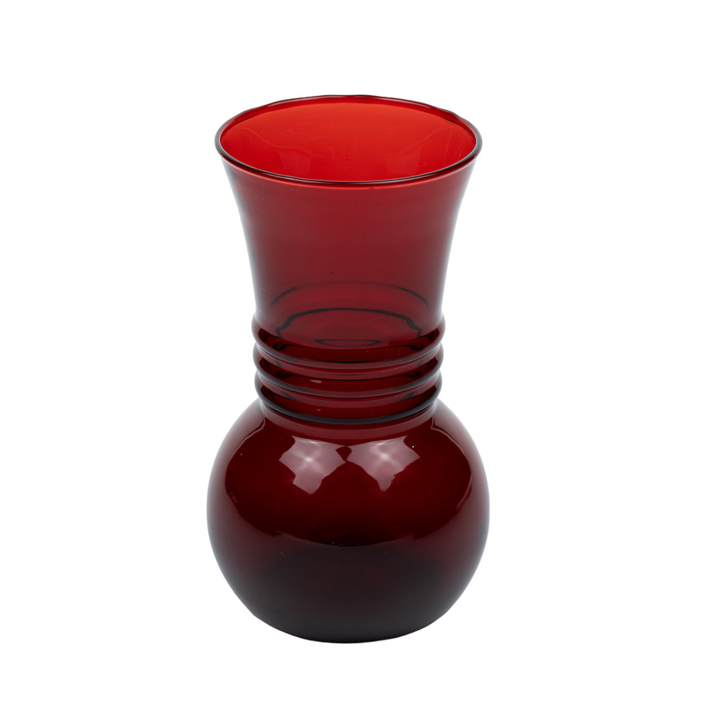 Anchor Hocking Royal Ruby Glass Vase - Triple-Ring Neck
