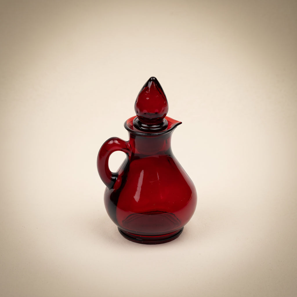 Avon Strawberry Bath Foam Bottle - Ruby-Red Glass Cruet