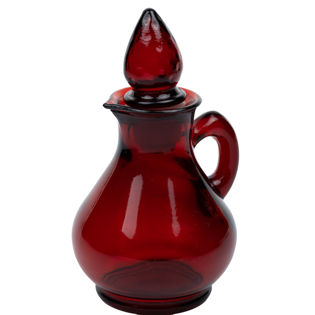 Avon Strawberry Bath Foam Bottle - Ruby-Red Glass Cruet