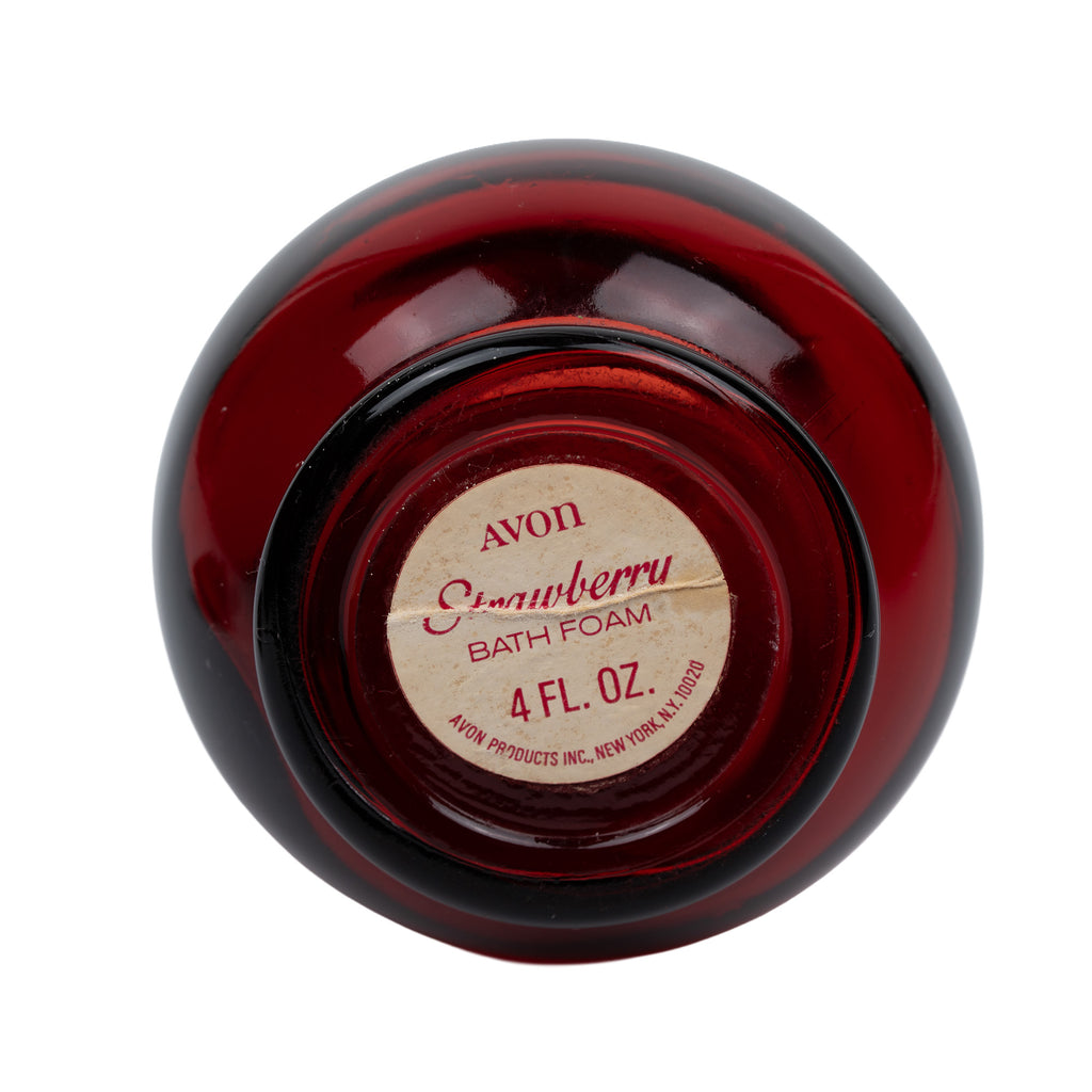 Avon Strawberry Bath Foam Bottle - Ruby-Red Glass Cruet