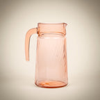 Arcoroc Rosaline Pink Swirl Glass Pitcher - Open-Ended Handle