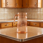 Arcoroc Rosaline Pink Swirl Glass Pitcher - Open-Ended Handle