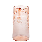 Arcoroc Rosaline Pink Swirl Glass Pitcher - Open-Ended Handle