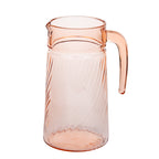 Arcoroc Rosaline Pink Swirl Glass Pitcher - Open-Ended Handle