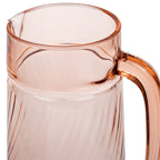 Arcoroc Rosaline Pink Swirl Glass Pitcher - Open-Ended Handle