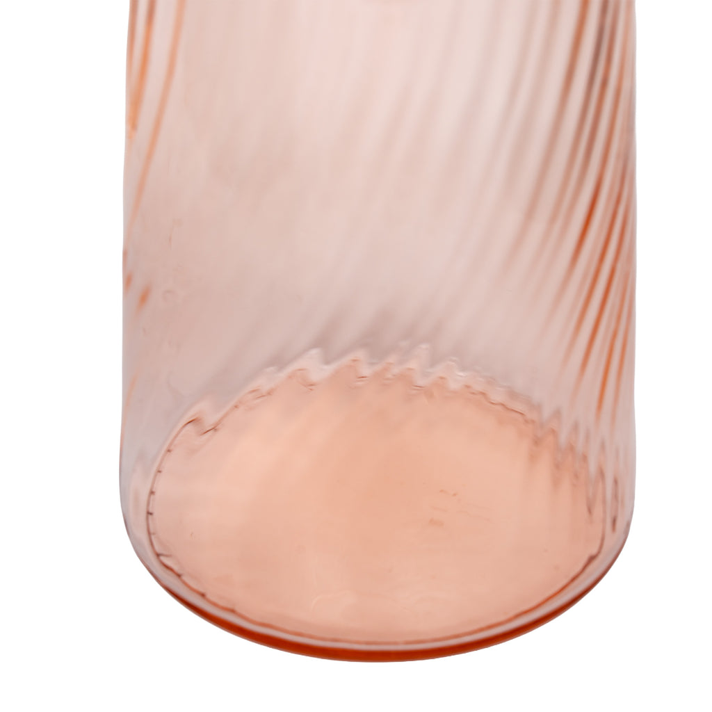 Arcoroc Rosaline Pink Swirl Glass Pitcher - Open-Ended Handle