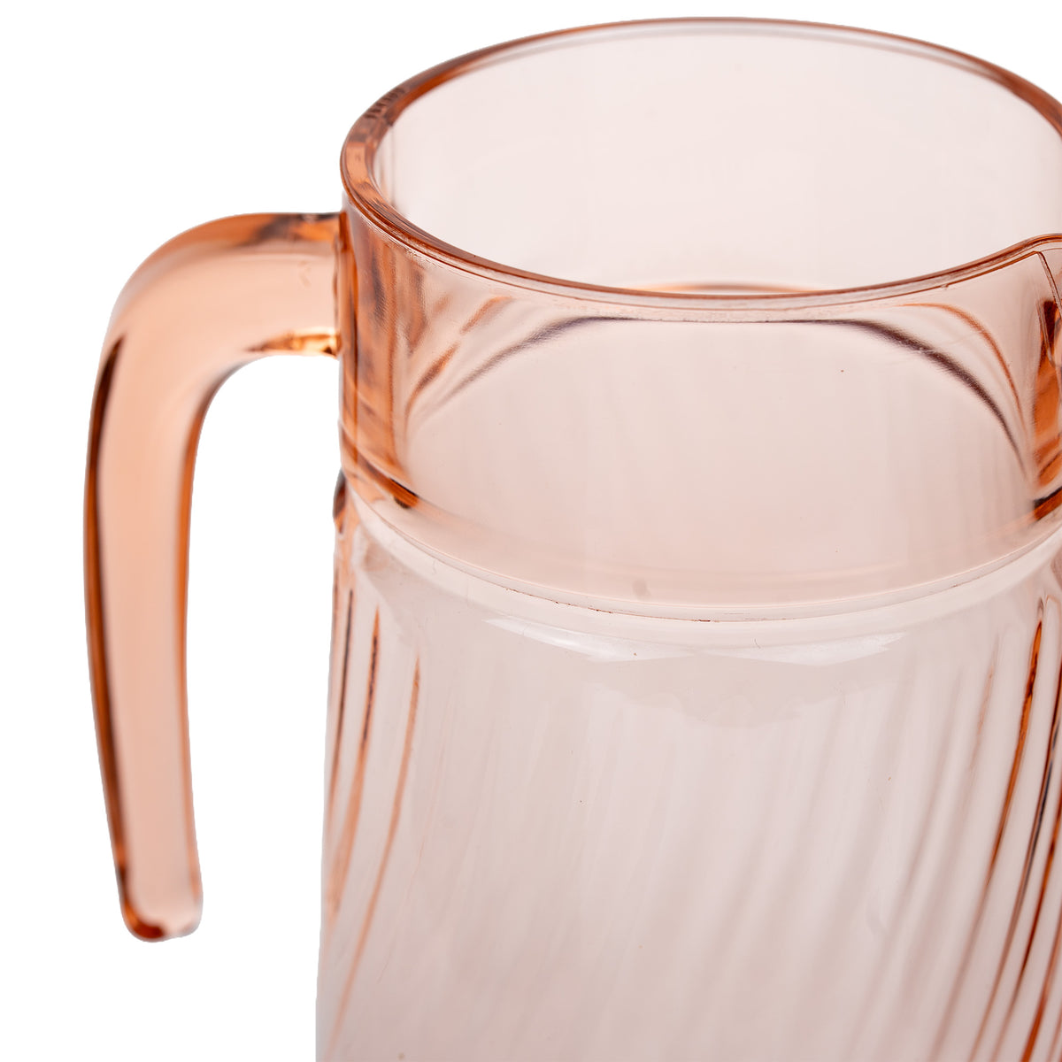 Arcoroc Rosaline Pink Swirl Glass Pitcher - Open-Ended Handle