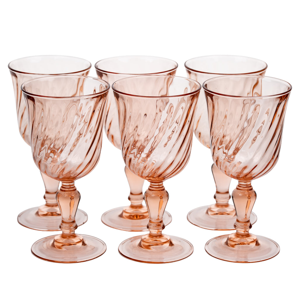 Rosaline Pink Swirl-Optic Goblets - Set of Six