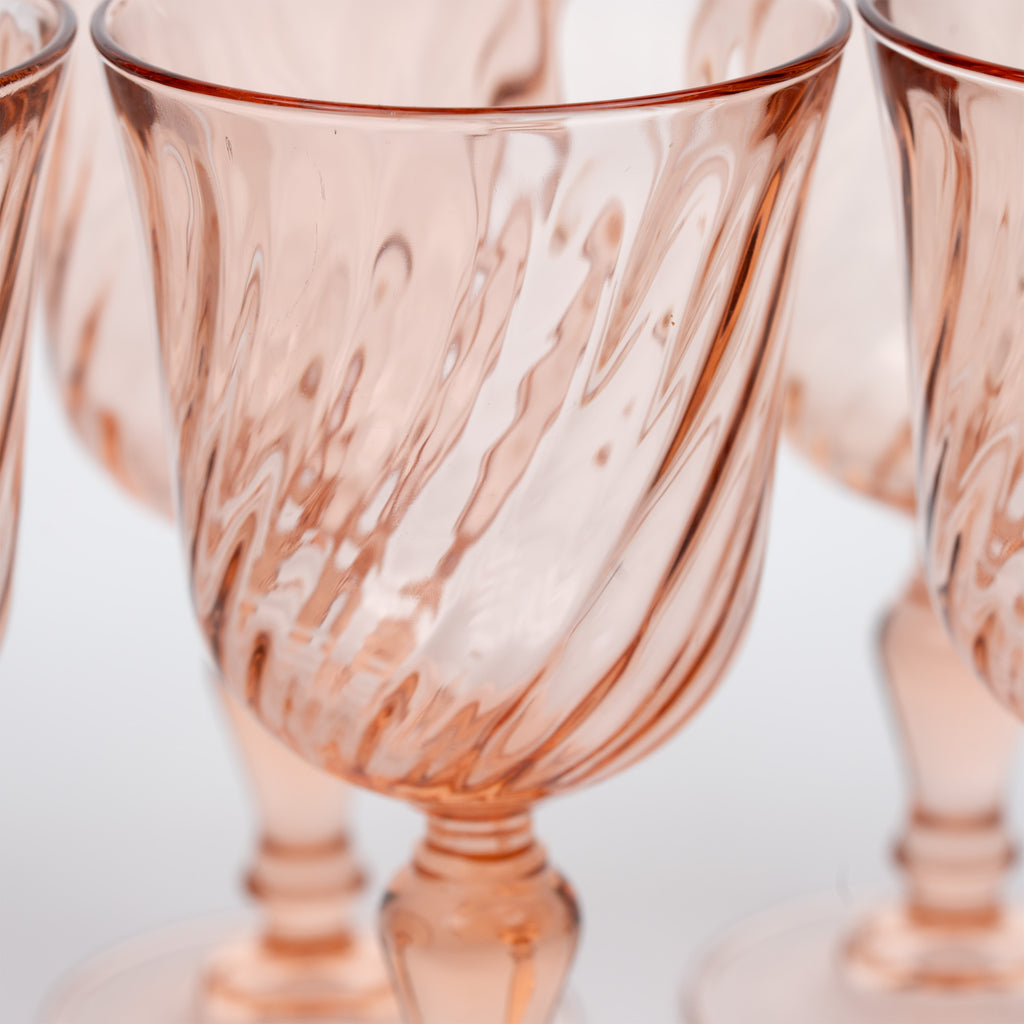 Rosaline Pink Swirl-Optic Goblets - Set of Six