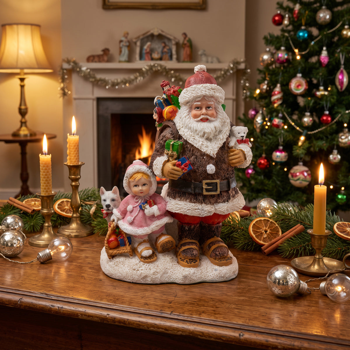 Eskimo Santa & Snow Baby Figurine - International Santa Claus