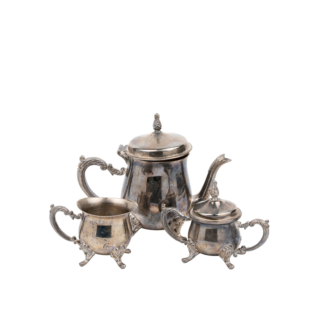 Miniature Silver-Tone Tea Service - Three-Piece Set