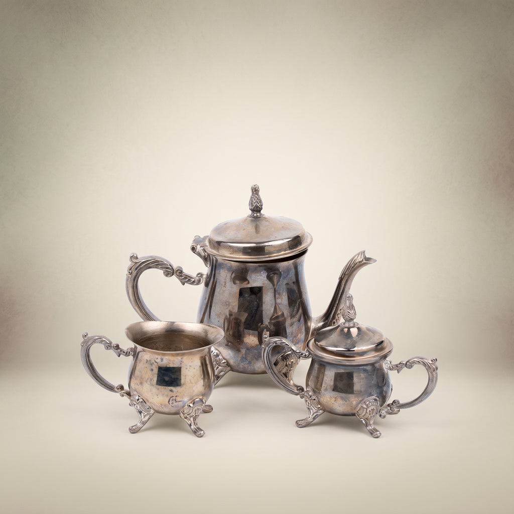 Miniature Silver-Tone Tea Service - Three-Piece Set