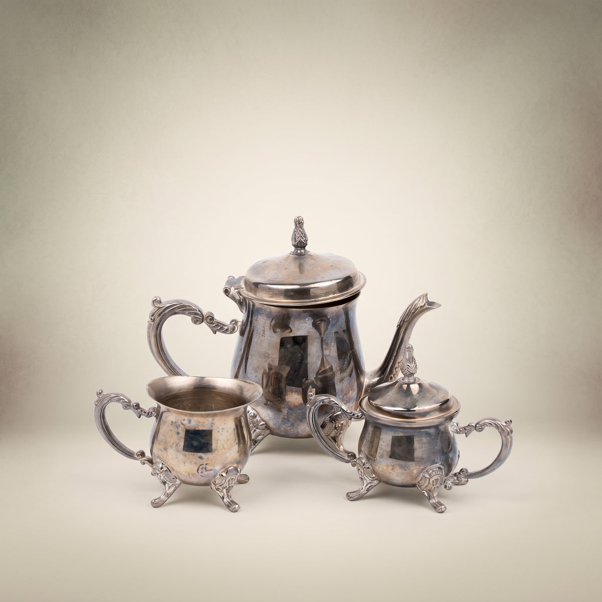 Miniature Silver-Tone Tea Service - Three-Piece Set