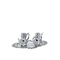 Teapot-Shaped Salt and Pepper Shaker Set - Ornate Oval Tray