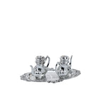 Teapot-Shaped Salt and Pepper Shaker Set - Ornate Oval Tray