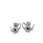 Teapot-Shaped Salt and Pepper Shaker Set - Ornate Oval Tray