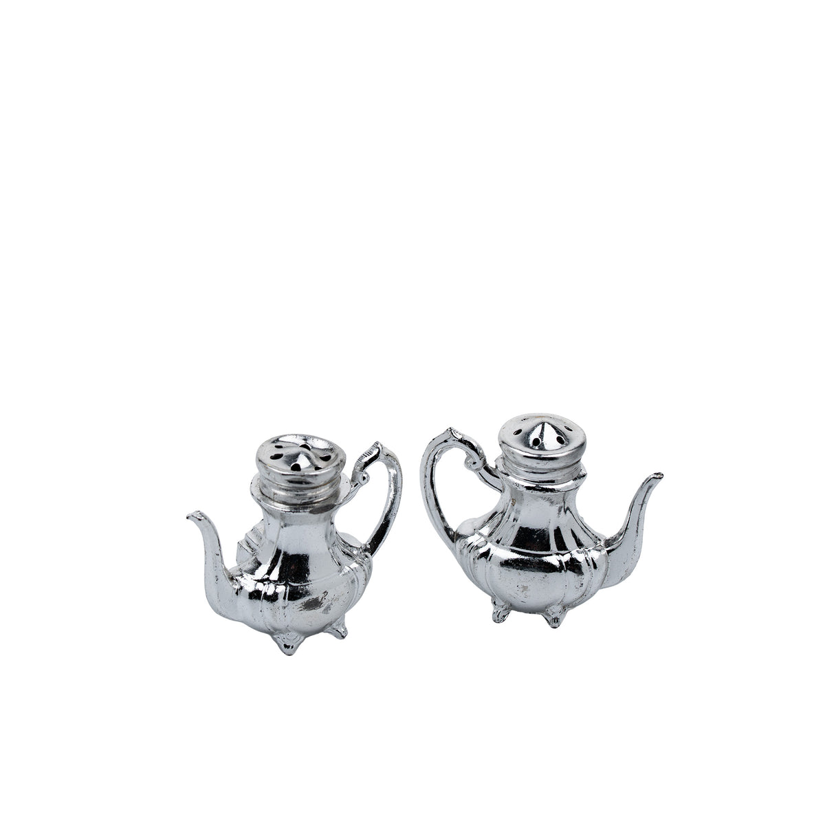 Teapot-Shaped Salt and Pepper Shaker Set - Ornate Oval Tray