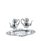 Teapot-Shaped Salt and Pepper Shaker Set - Ornate Oval Tray