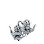 Teapot-Shaped Salt and Pepper Shaker Set - Ornate Oval Tray