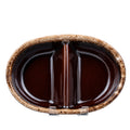 Hull Brown Drip Oval Divided Vegetable Dish