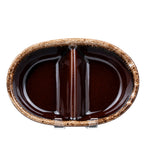 Hull Brown Drip Oval Divided Vegetable Dish