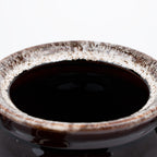 Brown Drip-Glazed Ceramic Lidded Bean Pot - Two Lug Handles