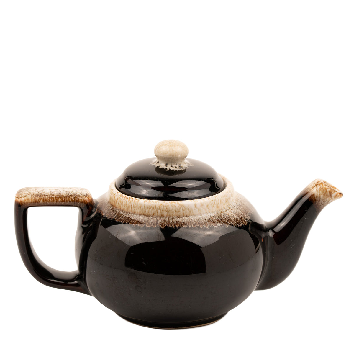Pfaltzgraff Ceramic Teapot - Brown and Cream Drip Glaze