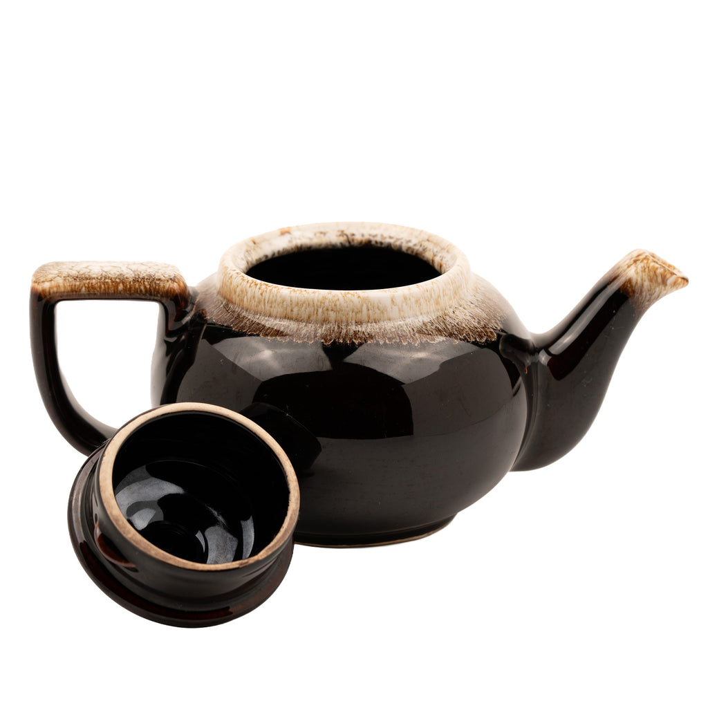 Pfaltzgraff Ceramic Teapot - Brown and Cream Drip Glaze