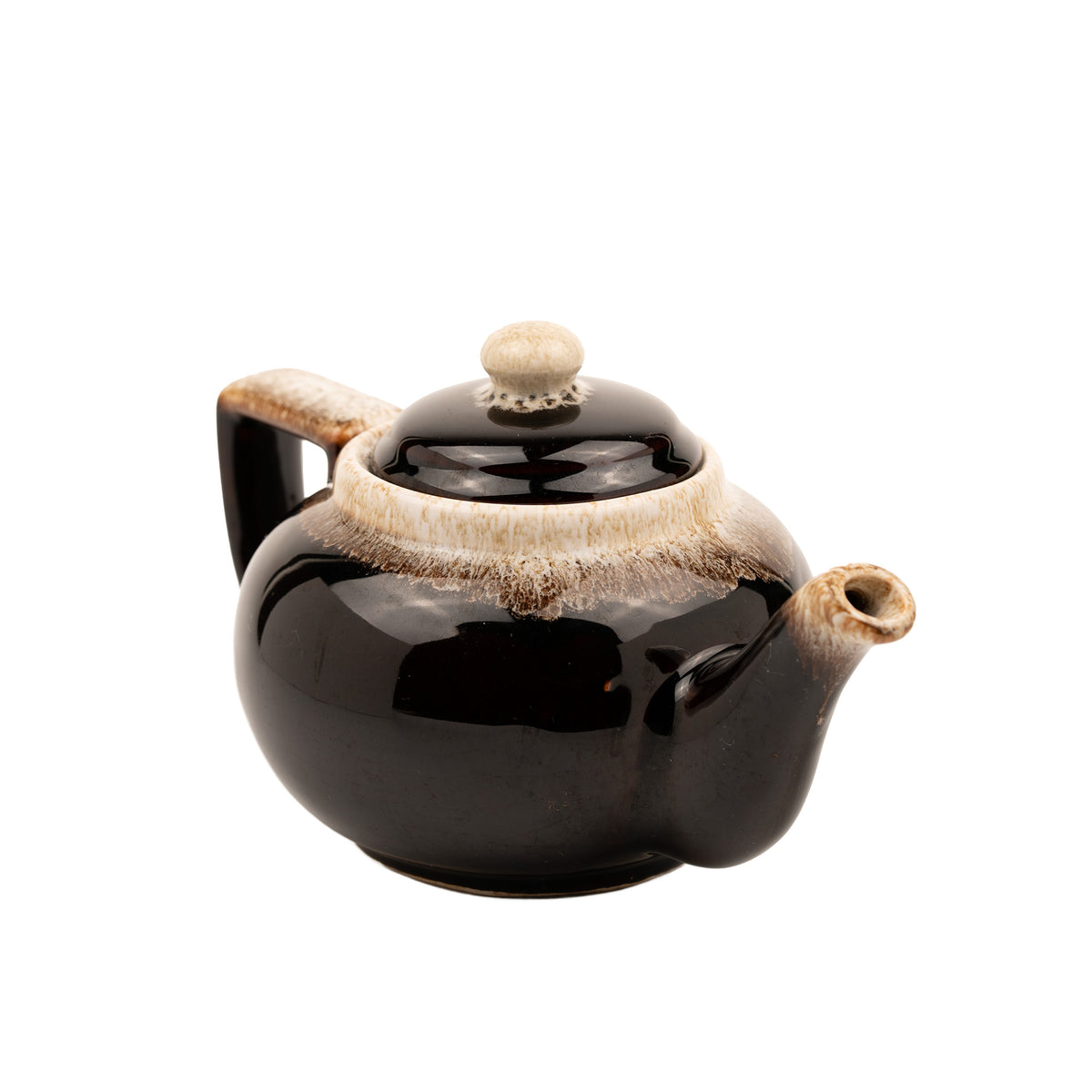 Pfaltzgraff Ceramic Teapot - Brown and Cream Drip Glaze