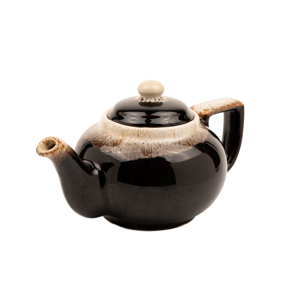 Pfaltzgraff Ceramic Teapot - Brown and Cream Drip Glaze