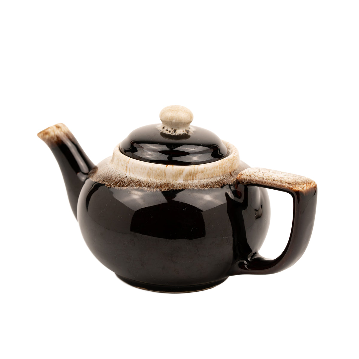 Pfaltzgraff Ceramic Teapot - Brown and Cream Drip Glaze