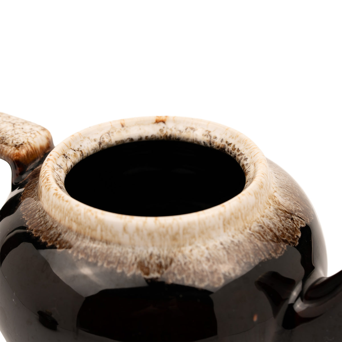 Pfaltzgraff Ceramic Teapot - Brown and Cream Drip Glaze