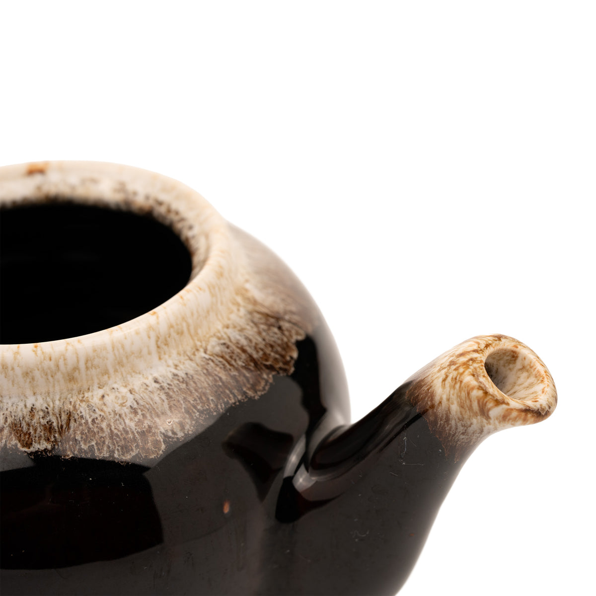 Pfaltzgraff Ceramic Teapot - Brown and Cream Drip Glaze