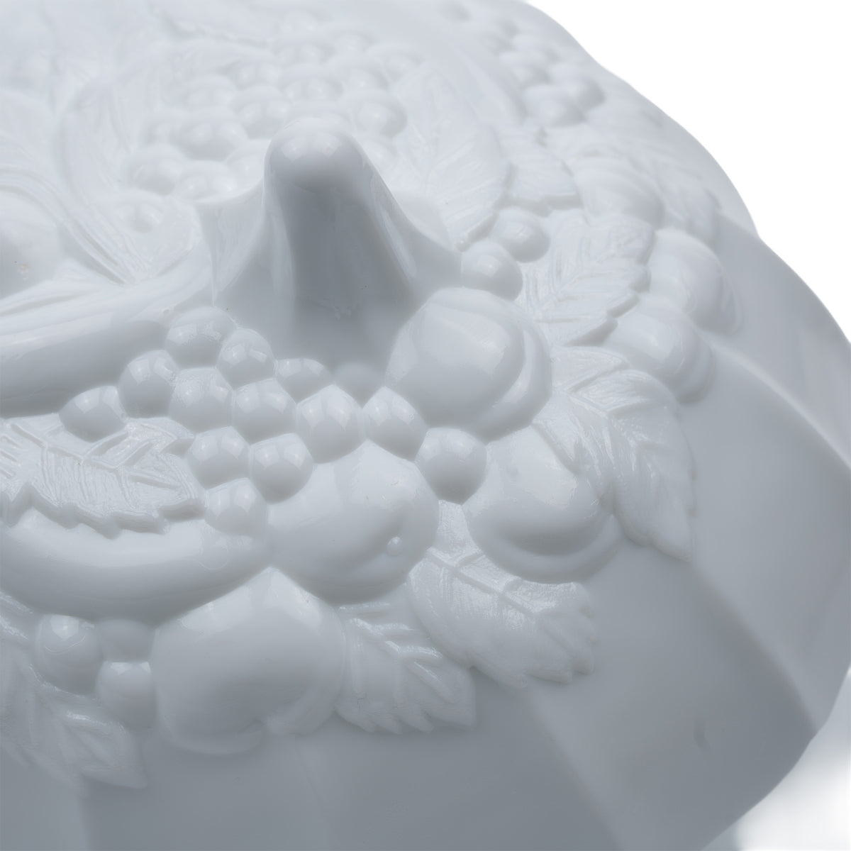 Indiana Glass Oval Footed Milk Glass Bowl - Embossed Fruit